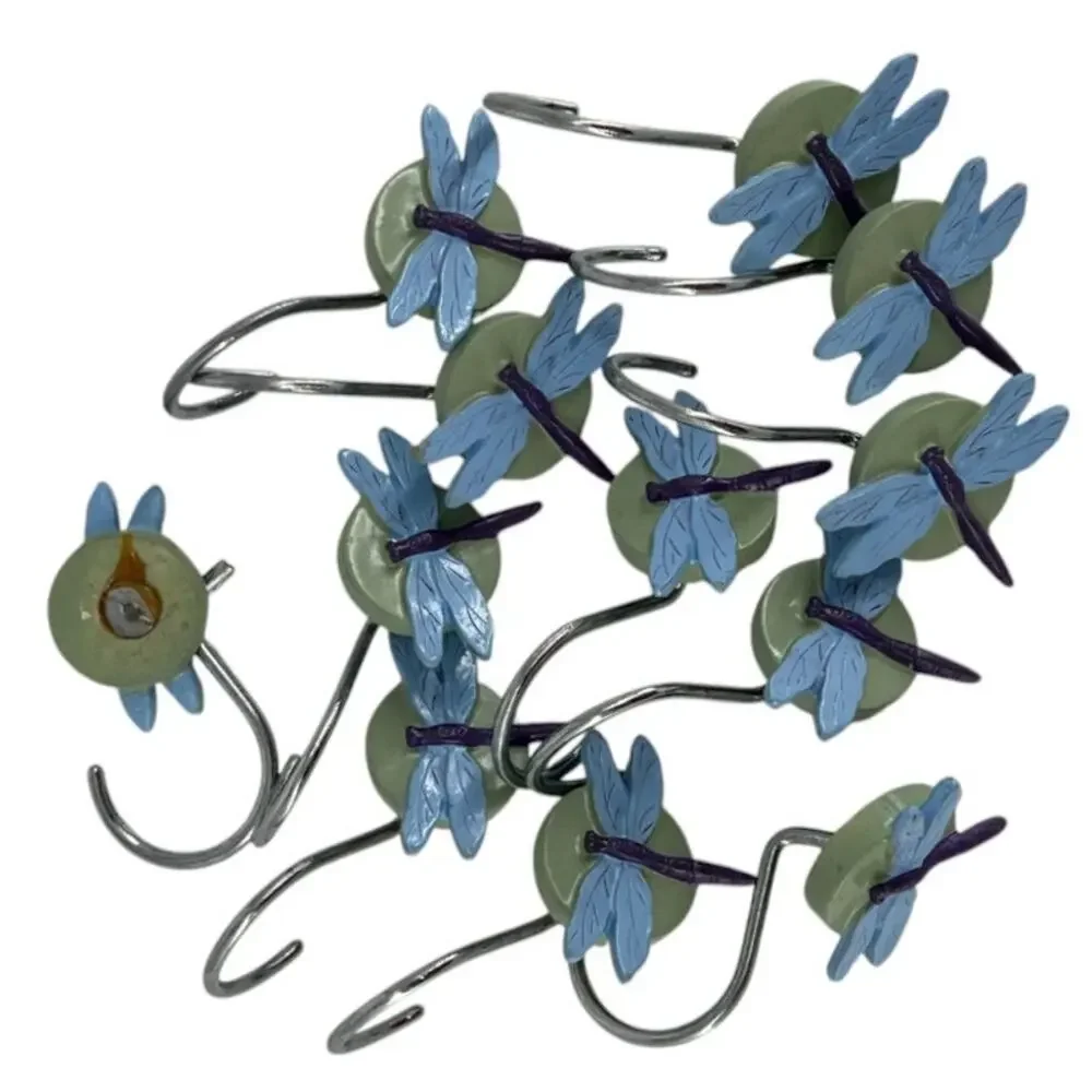 Dragonfly Accent Shower Curtain Rings Hooks Nature Inspired Bath Decor